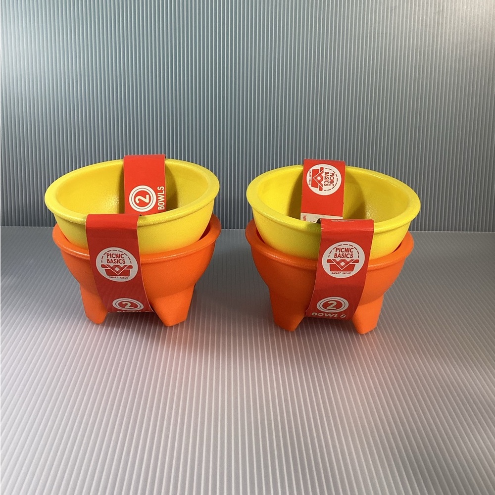 Set of 4 Small Yellow and Orange Bowls